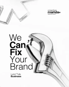 Black and white ad of a wrench with the line We can fix your brand